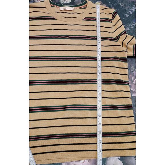 Tory Burch Striped Madeline Merino Wool Pullover Sweater Brown Green Womens L - Picture 7 of 8